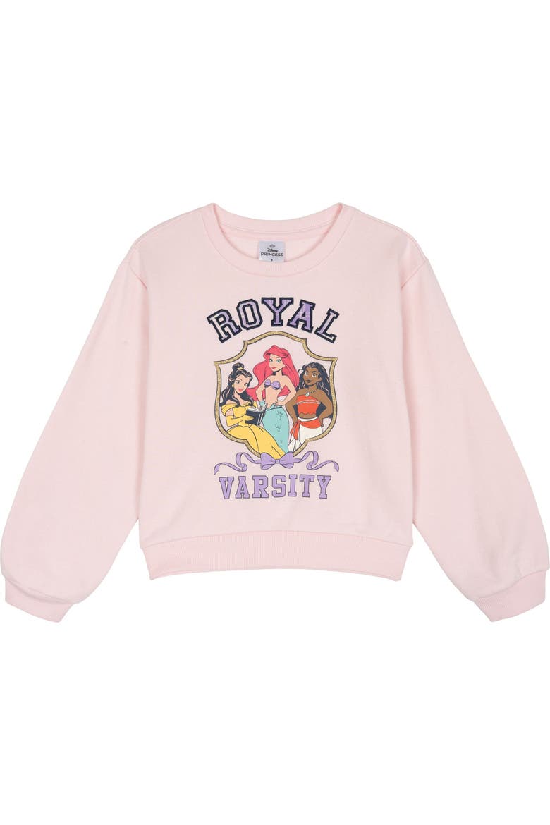 Princess Sweatshirt and Plaid Pleated Skirt Set, Alternate, color, Princesses Purple