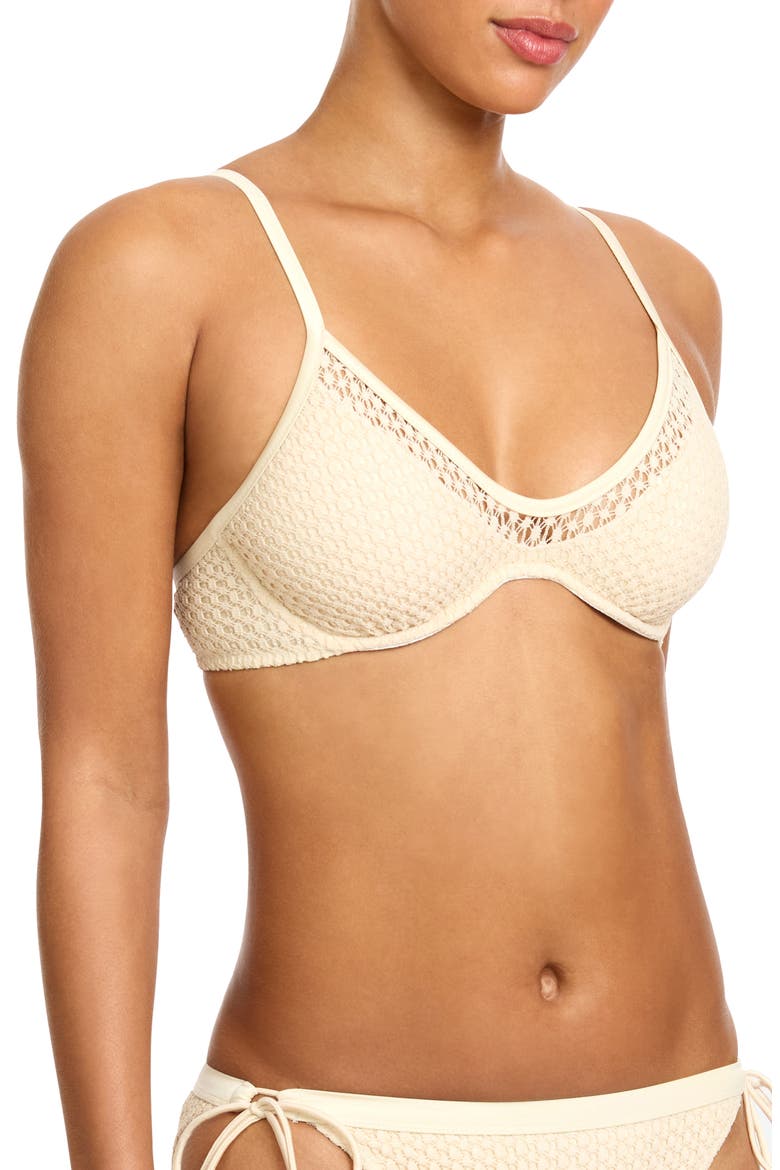 Open Stitch Triangle Bikini Top, Alternate, color, BISQUE