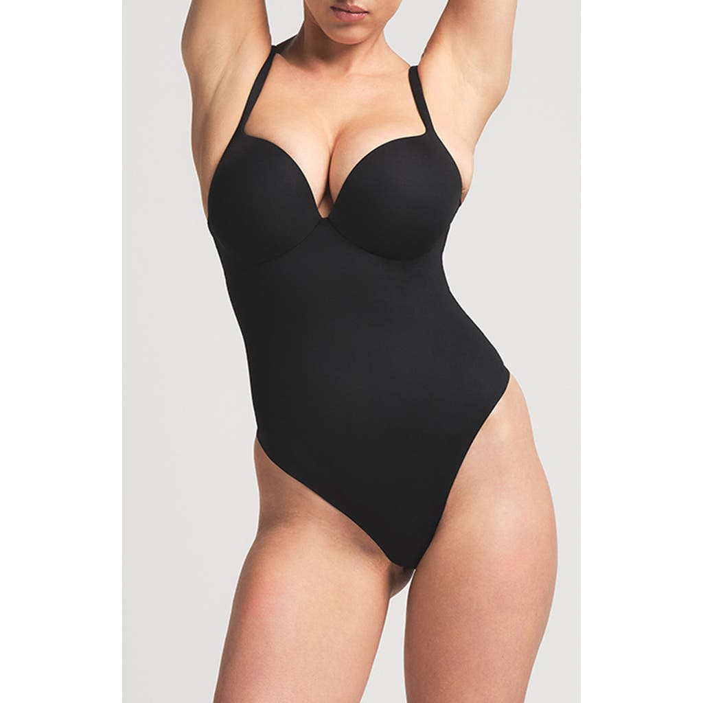 Skims Ultimate Body Push-up Thong Bodysuit In Onyx