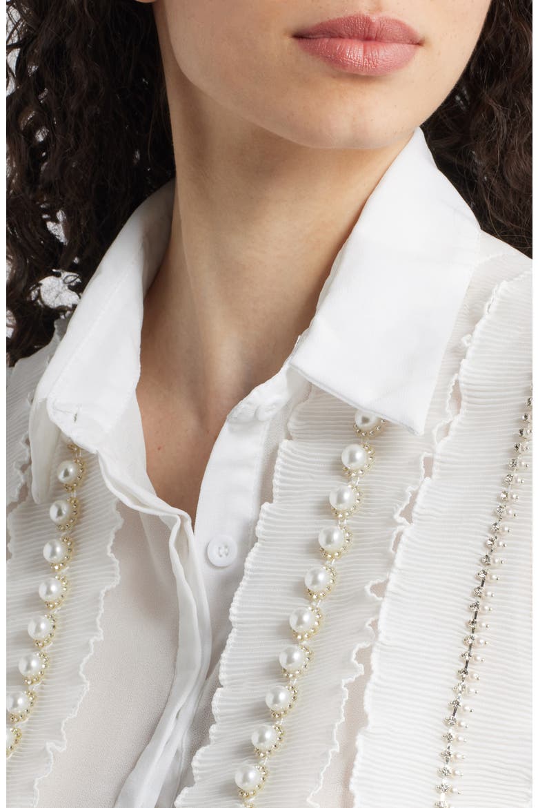 Maite Embellished Ruffle Sleeveless Shirt, Alternate, color, WHITE