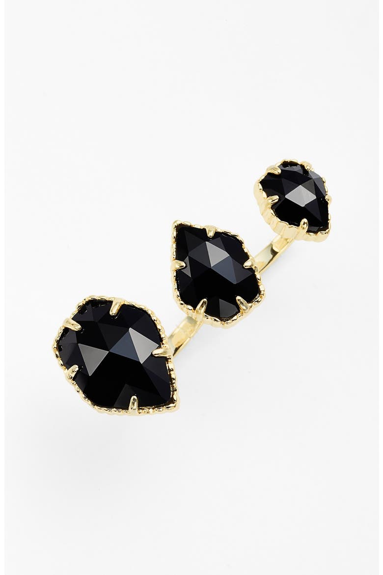 Naomi Double Finger Ring, Main, color, BLACK OPAQUE GLASS/ GOLD