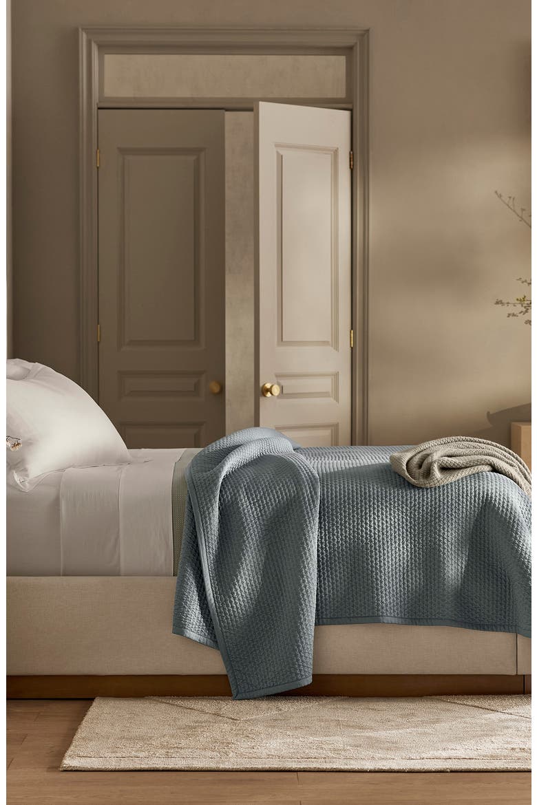 Signature Texture Stitch Organic Cotton Quilt, Alternate, color, BLUESTONE