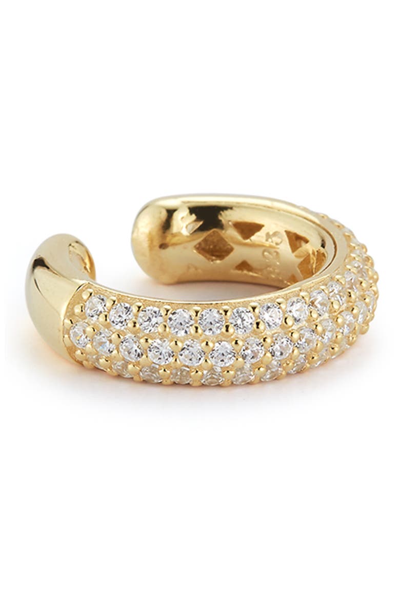 14K Gold Plated Sterling Silver CZ Cuff Earring, Main, color, YELLOW GOLD