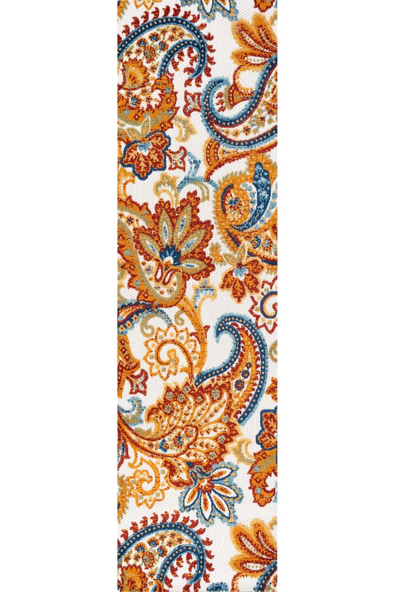 Gordes Paisley High-Low Light indoor/Outdoor Area Rug, Alternate, color, Orange/Multi