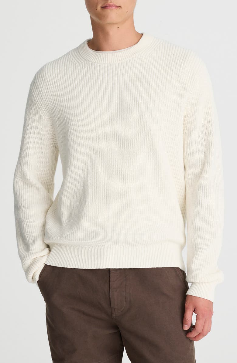 Madewell Shaker Stitch Cotton Sweater, Main, color, Vintage Ivory