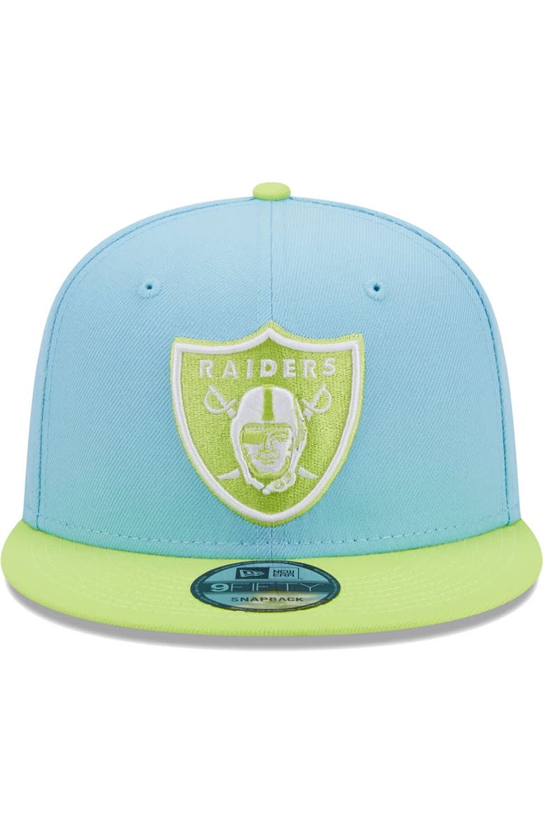 New Era Men's New Era Light Blue/Neon Green Las Vegas Raiders Two-Tone Color Pack 9FIFTY Snapback Hat, Alternate, color, 