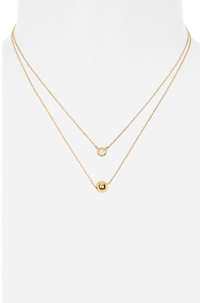 Cubic Zirconia & Ball Layered Necklace, Alternate, color, CLEAR- GOLD