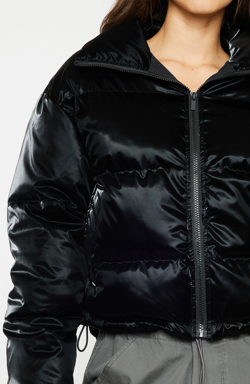 Kancan Lux Cropped Puffer Jacket In Black