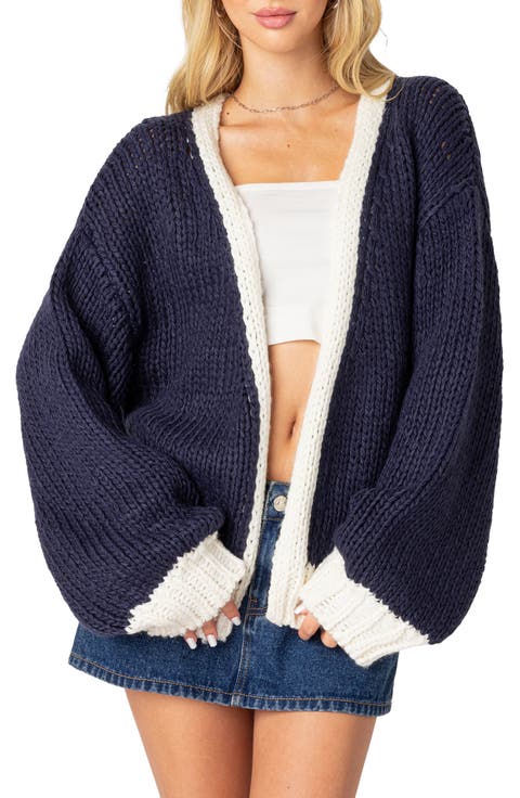 Colorblock Chunky Knit Cardigan