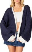 EDIKTED Colorblock Chunky Knit Cardigan