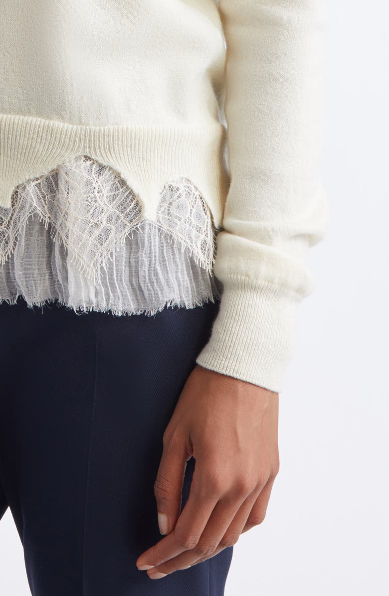 McQueen Cobweb Lace Wool & Cashmere Sweater, Alternate, color, Ivory/ Ivory