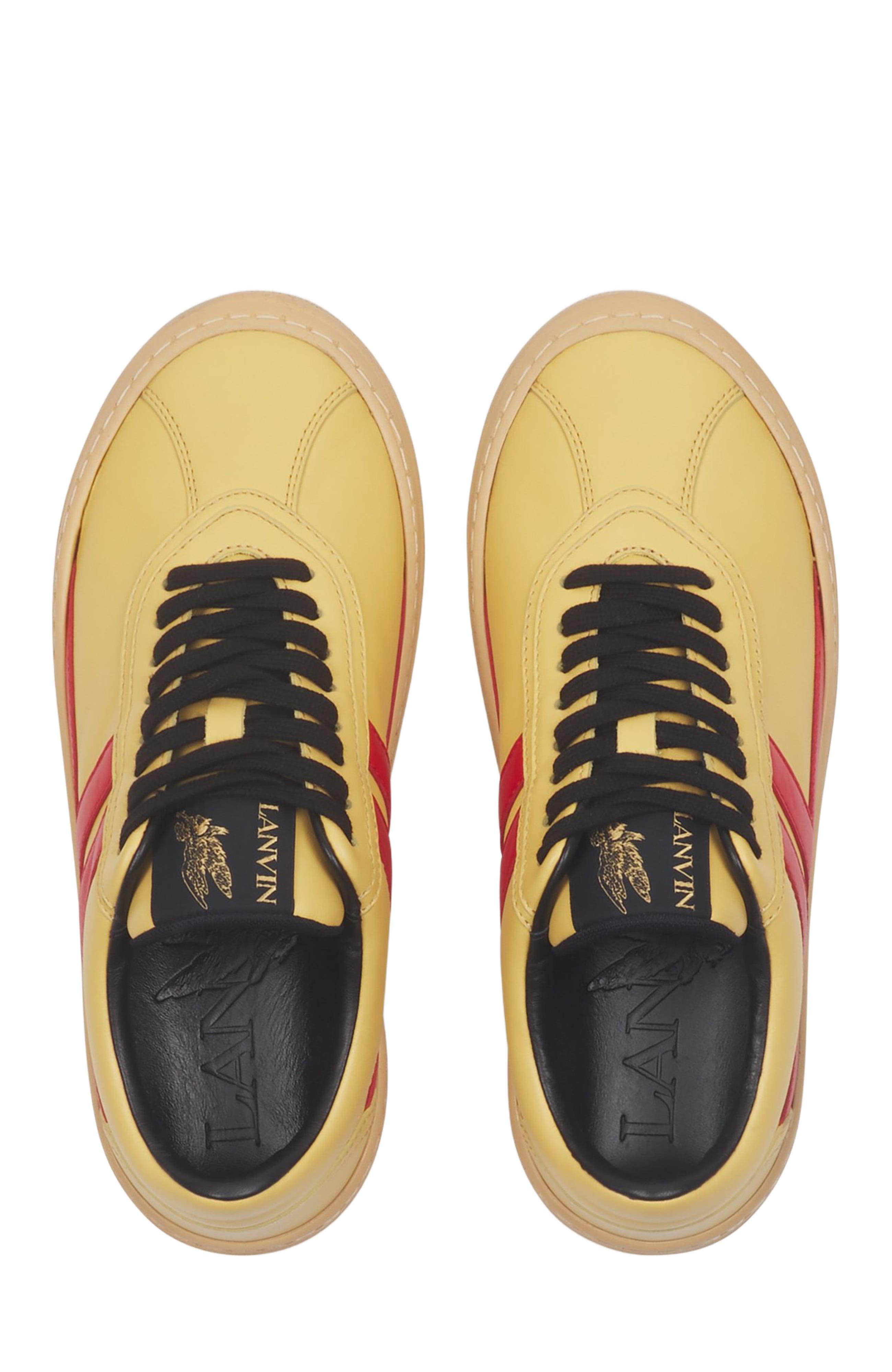 Lanvin x FUTURE LEATHER CASH SNEAKERS FOR WOMEN, Alternate, color, Bright Yellow/Red