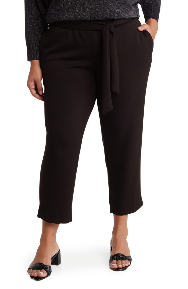 T Tahari Tie Waist Crop Scuba Pants, Main, color, 