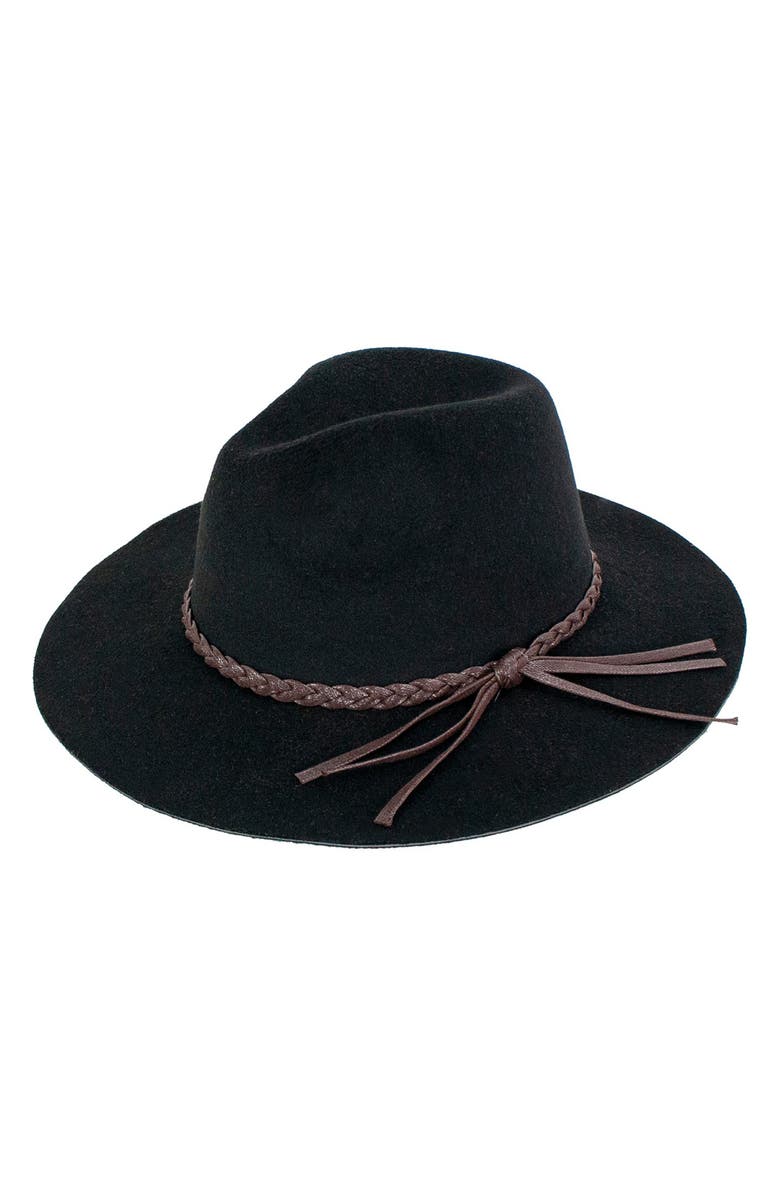 PETER GRIMM Devin Braid Band Felt Panama Hat, Main, color, Black