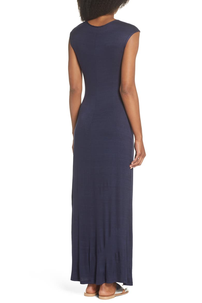 Ruched Jersey Maxi Dress, Alternate, color, NAVY