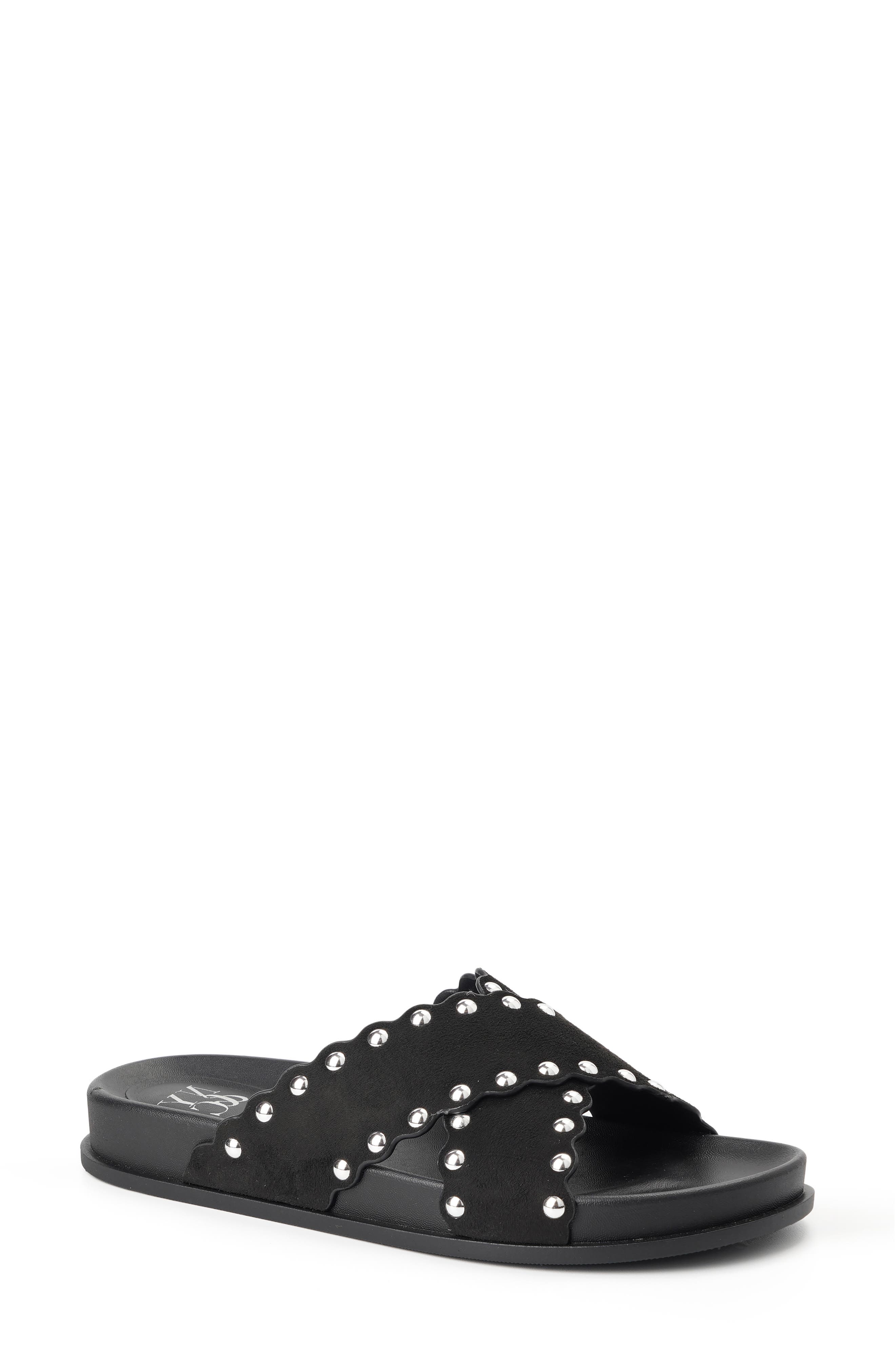 NEW YORK AND COMPANY Barnett Stud Crisscross Slide Sandal