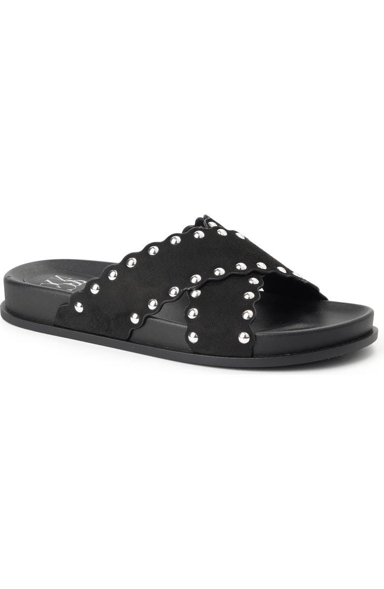 NEW YORK AND COMPANY Barnett Stud Crisscross Slide Sandal, Main, color, Black