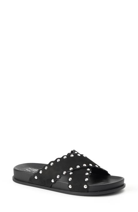 Barnett Stud Crisscross Slide Sandal (Women)