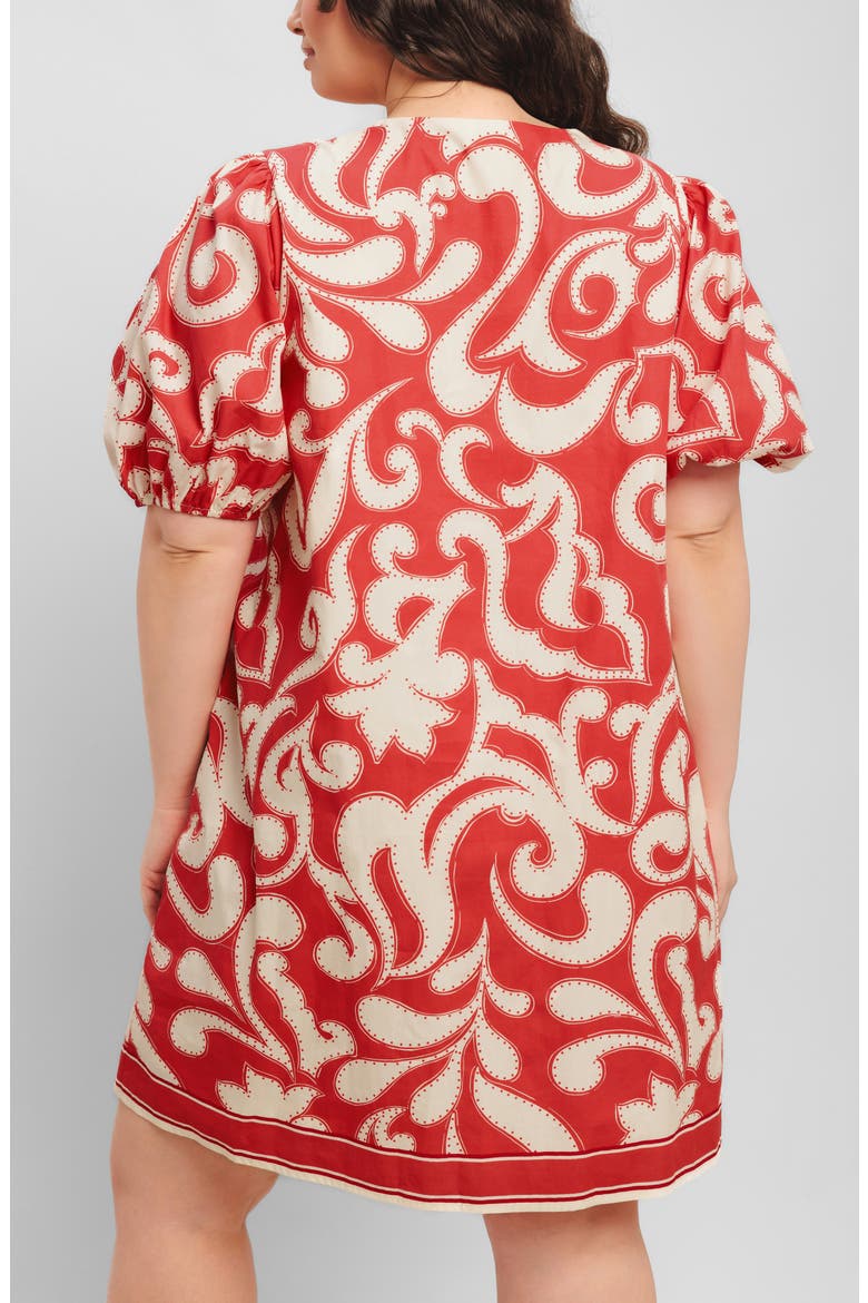 Print Cotton Minidress, Alternate, color, RED/ IVORY