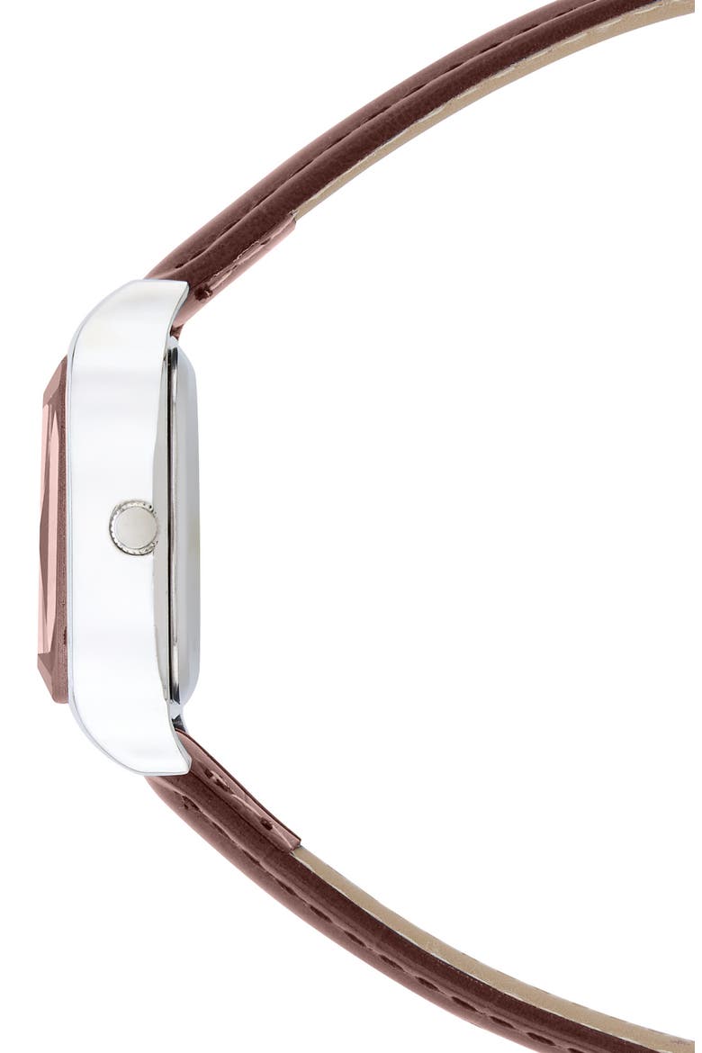 Prism Faux Leather Strap Watch, 27mm, Alternate, color, BROWN