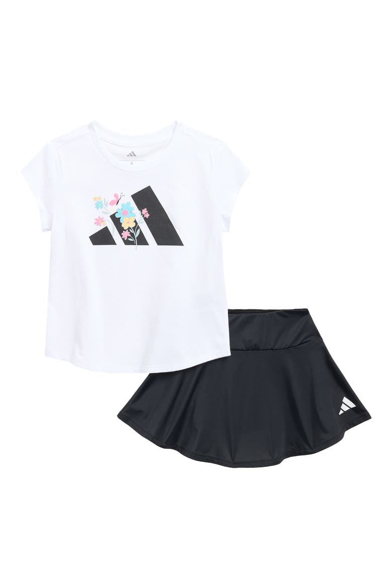 Kids' Logo T-Shirt & Flounce Skirt Set, Main, color, WHITE