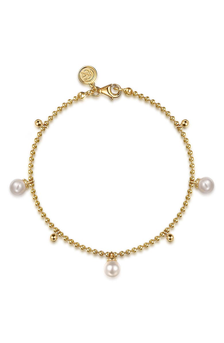 Gabriel & Co. Freshwater Pearl Beaded Charm Bracelet, Main, color, Gold/ White
