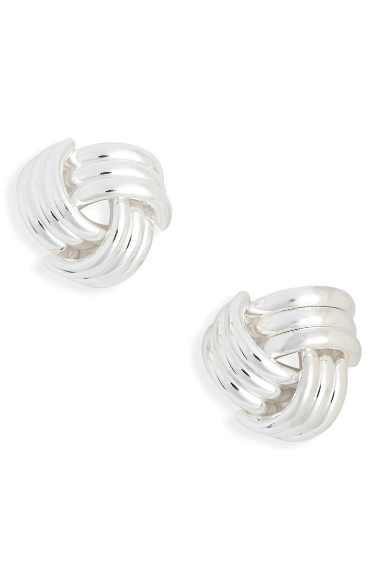 NORDSTROM RACK Knotted Stud Earrings, Main, color, Silver