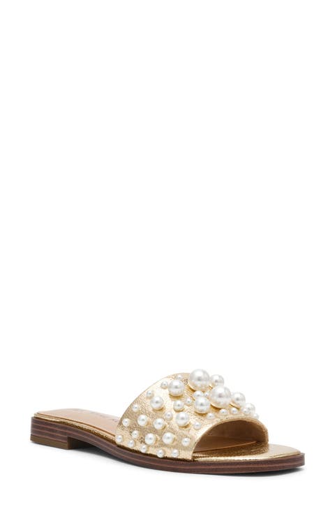 Eugenie Faux Pearl Slide Sandal (Women)