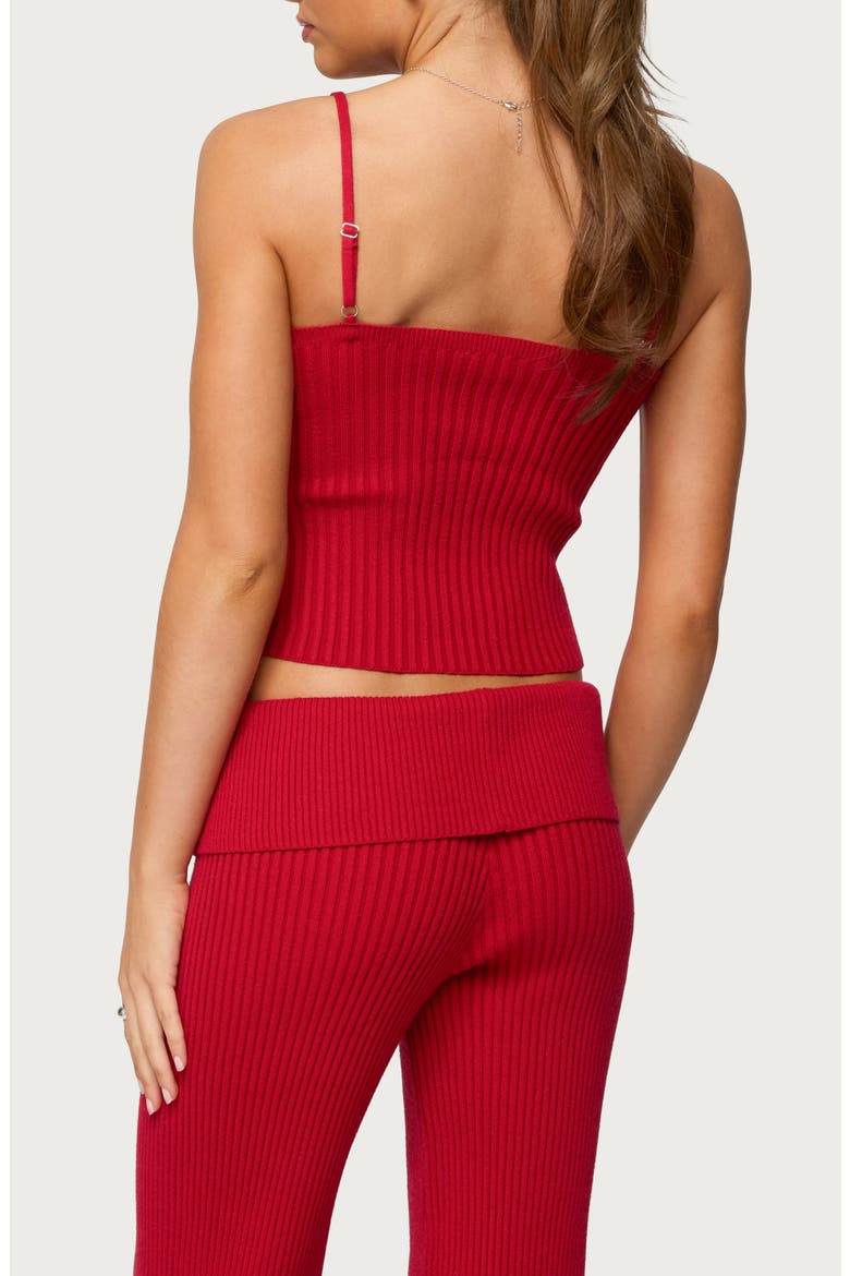 Adannah Tie Neck Rib Tank, Alternate, color, RED