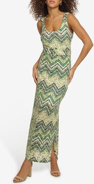 Siena Zig Zag Knit Belted Maxi Dress