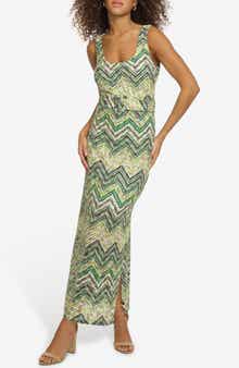 Siena Zig Zag Knit Belted Maxi Dress