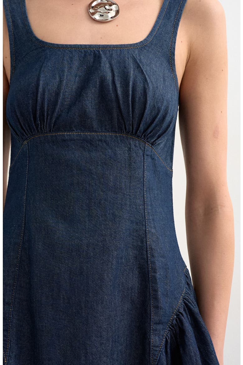 Peplum Hem Denim Minidress, Alternate, color, MEDIUM BLUE