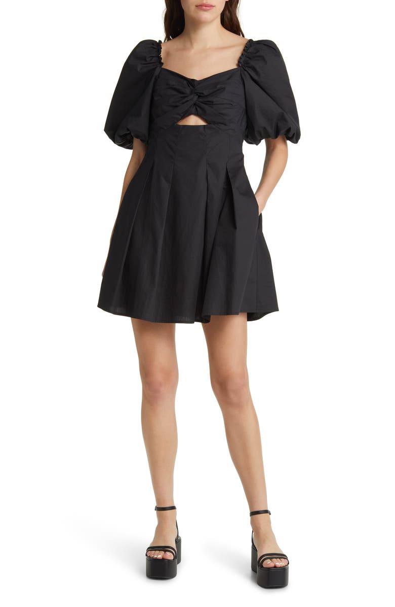 MOON RIVER Cutout Puff Sleeve Dress, Main, color,