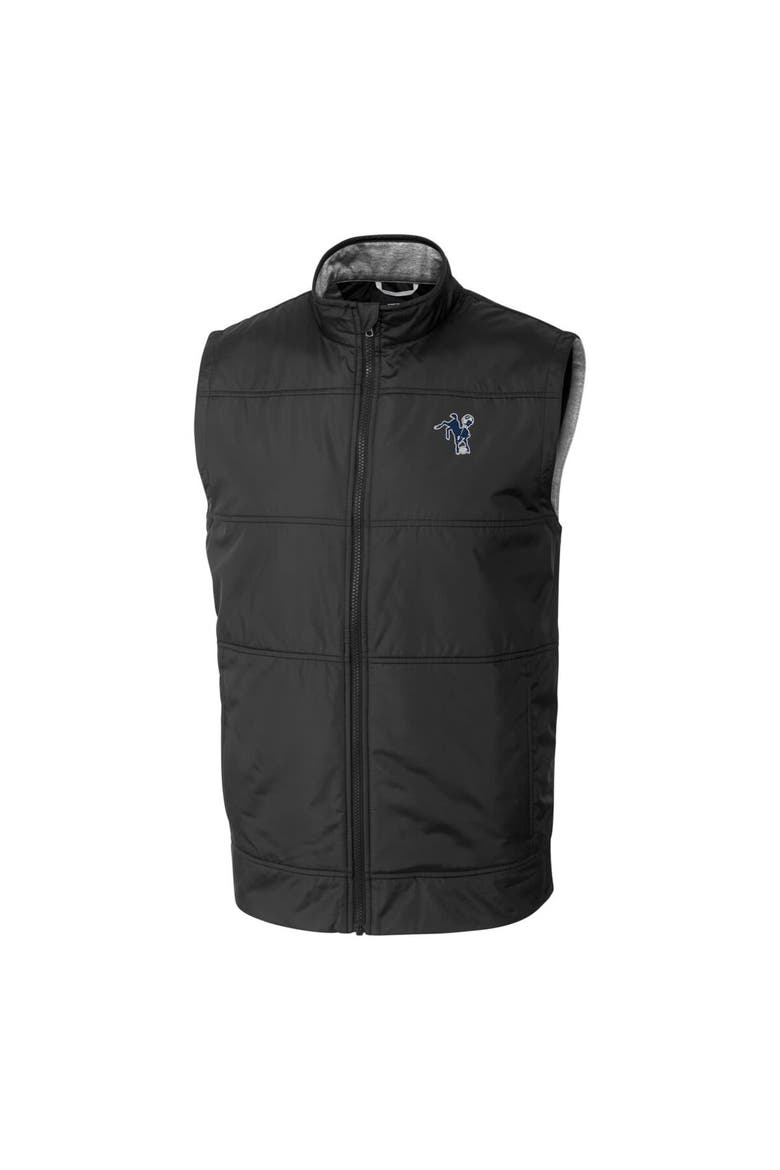 Men's Cutter & Buck Black Indianapolis Colts Throwback Logo Stealth Hybrid Quilted Windbreaker Full-Zip Vest, Alternate, color, Black