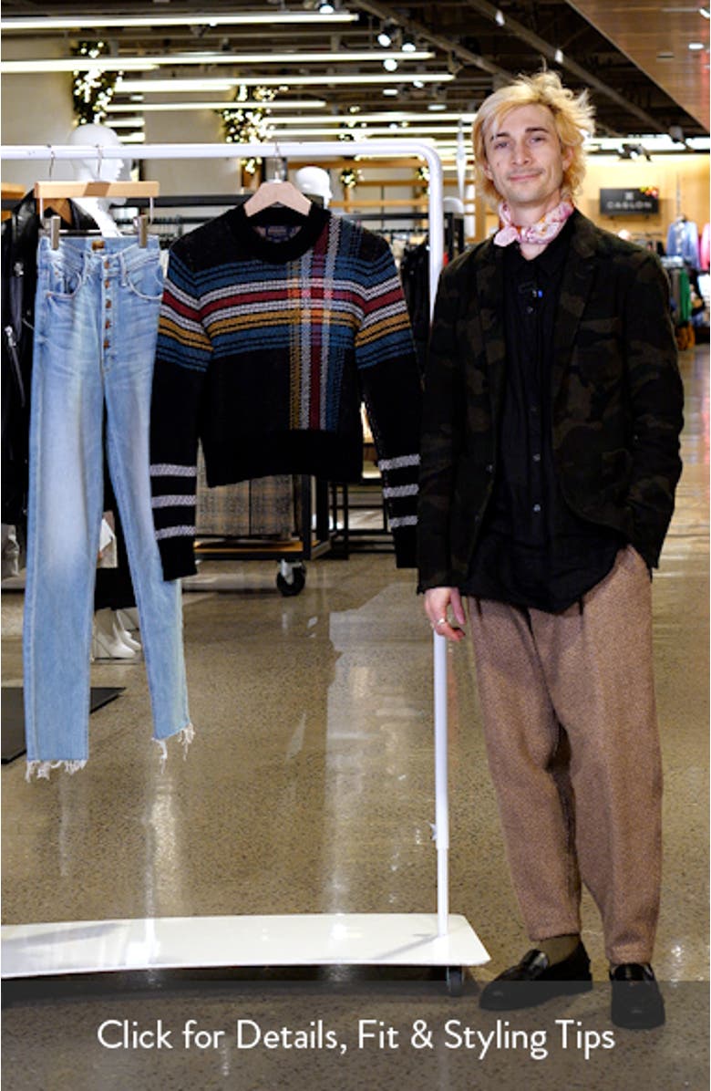 Plaid Jacquard Merino Wool Crewneck Sweater, sales video thumbnail