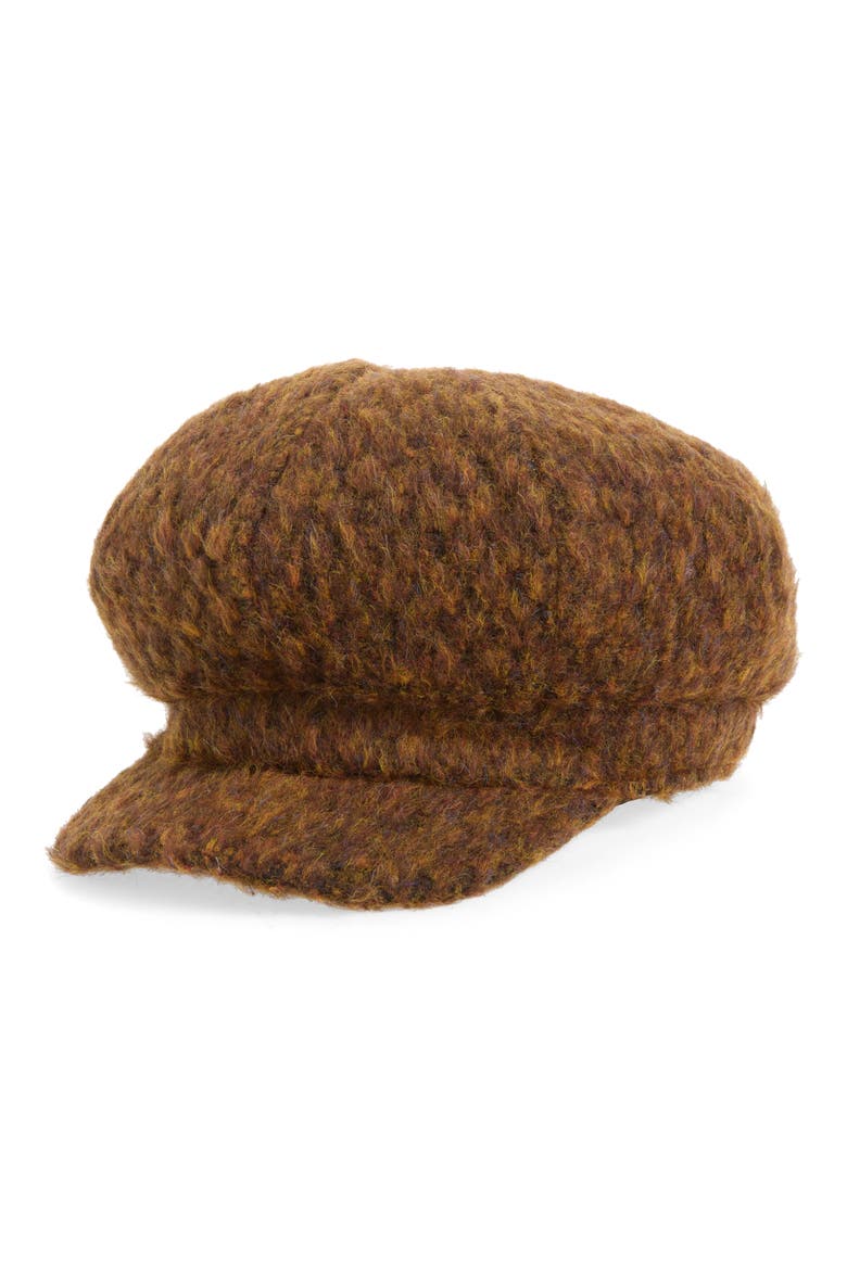 Knit Newsboy Hat, Main, color, BROWN