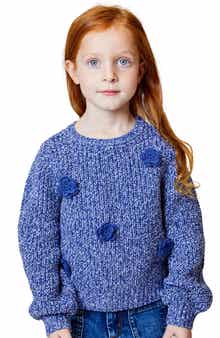 Design History Kids' 3D Floral Appliqué Cotton Blend Sweater