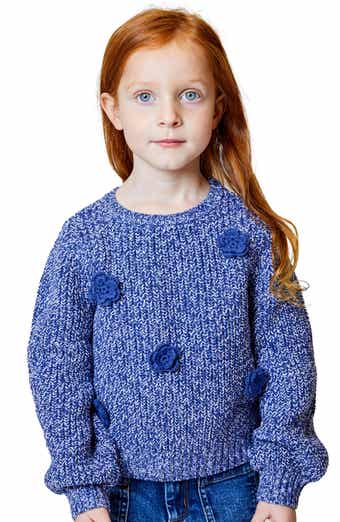 Design History Kids' 3D Floral Appliqué Cotton Blend Sweater