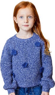 Design History Kids' 3D Floral Appliqué Cotton Blend Sweater