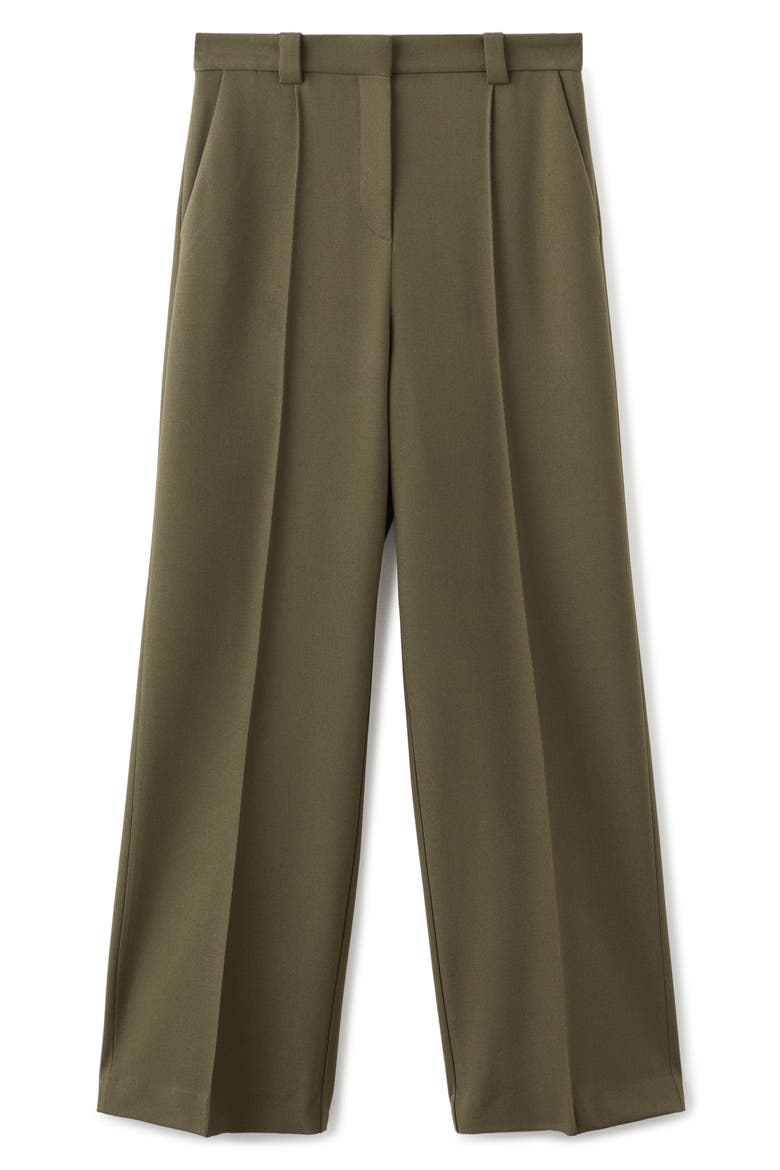 Pleated Straight Leg Pants, Alternate, color, KHAKI GREEN