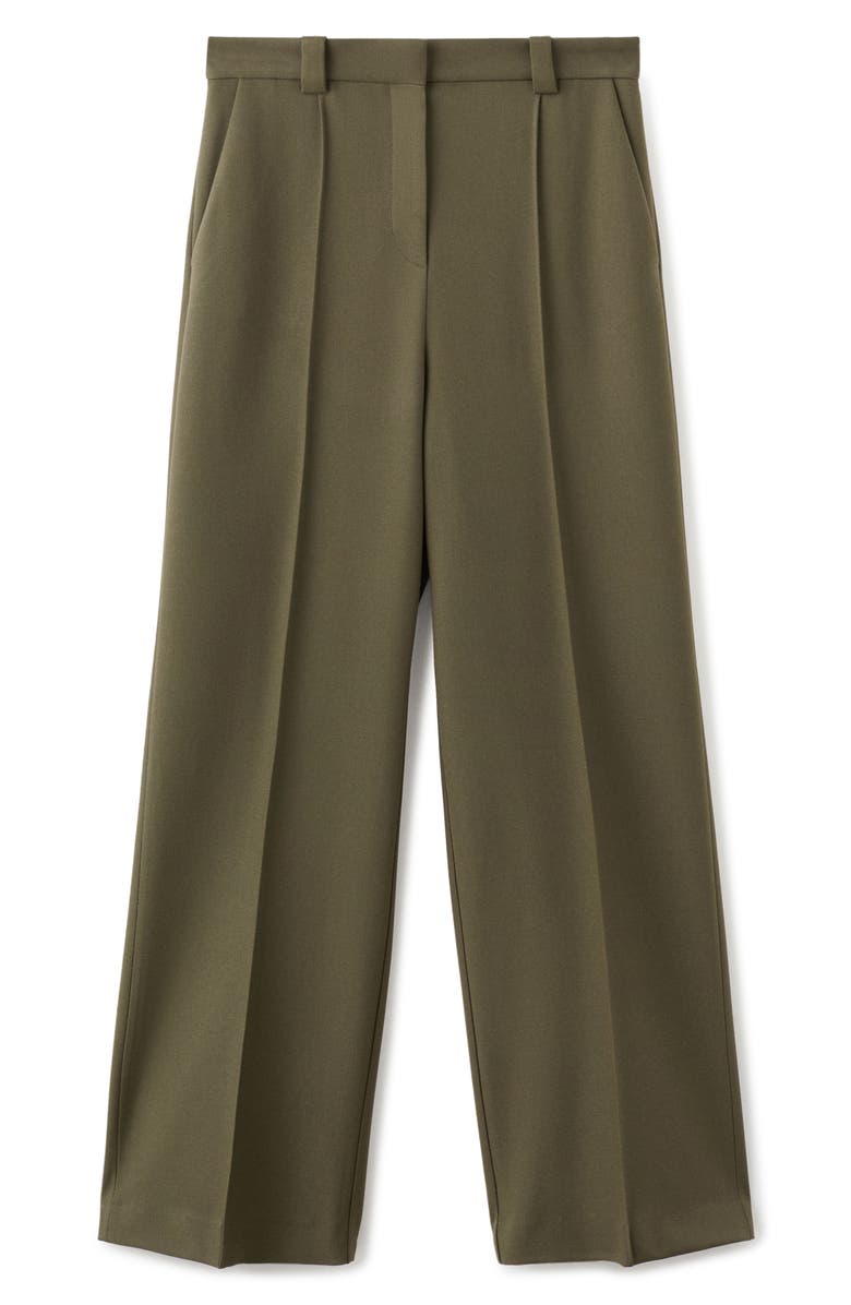 MANGO Pleated Straight Leg Pants, Alternate, color, Khaki Green