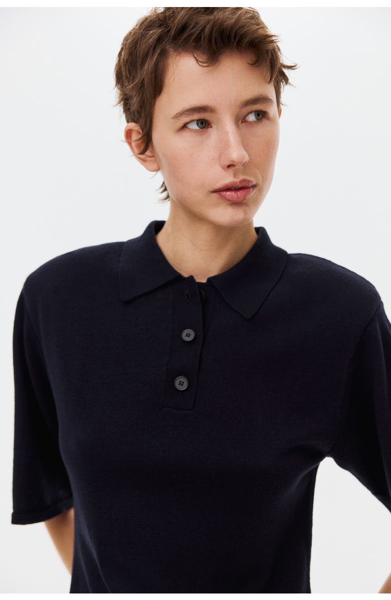 H&M Fine-knit Polo Dress, Alternate, color, Navy Blue