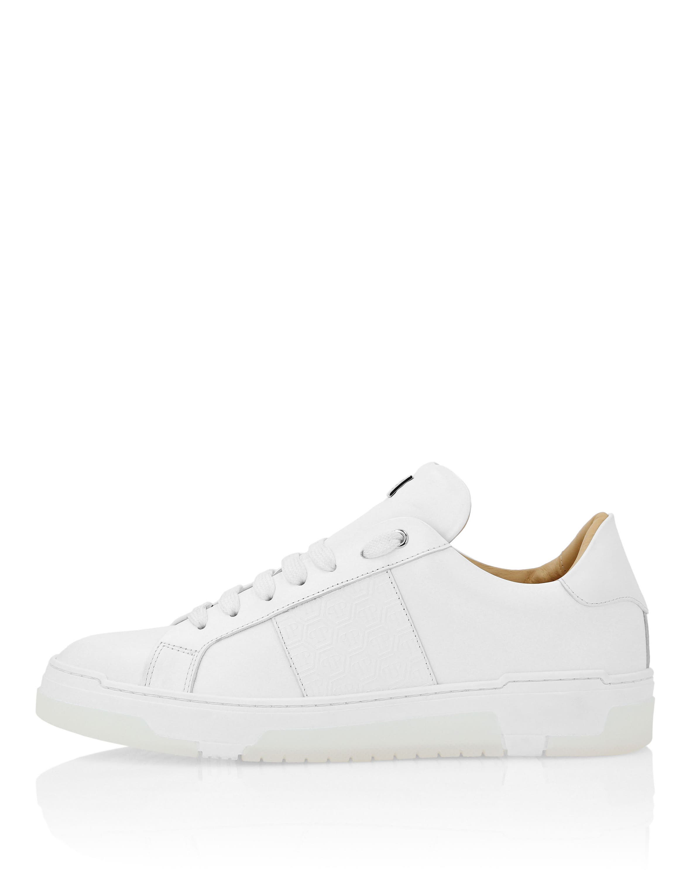 Leather Lo-Top Sneakers Monogram Unisex, Alternate, color, white