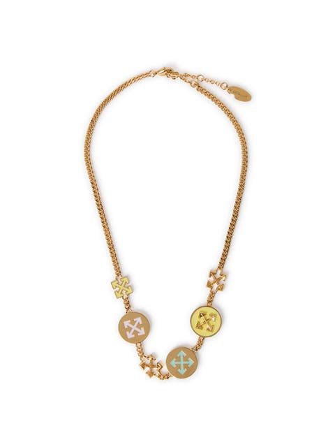 Women's Gold Arrow Button Necklace