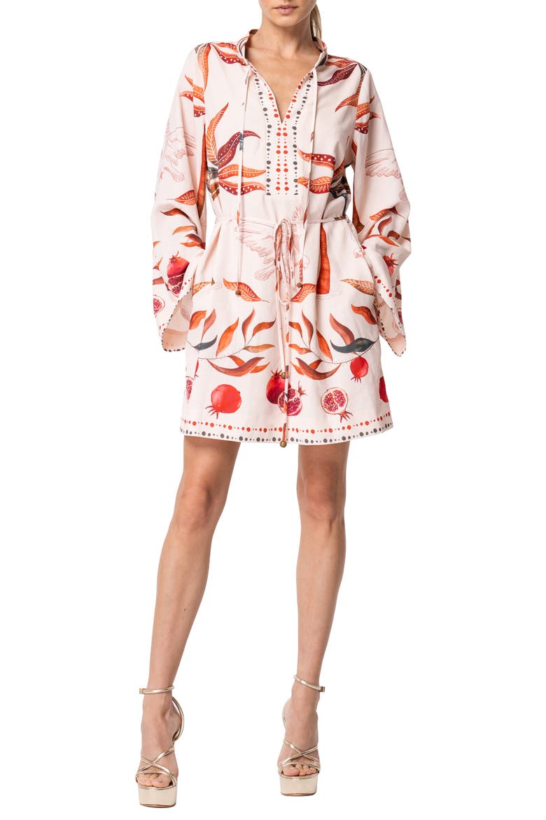 Mariam Print Long Sleeve Dress, Main, color, BROWN MULTI