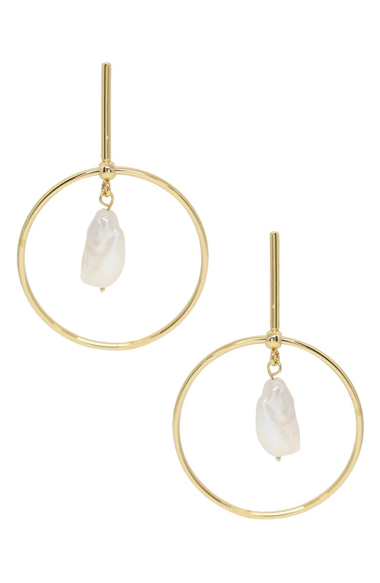 Ettika Pearl Hoop Earrings, Main, color, 