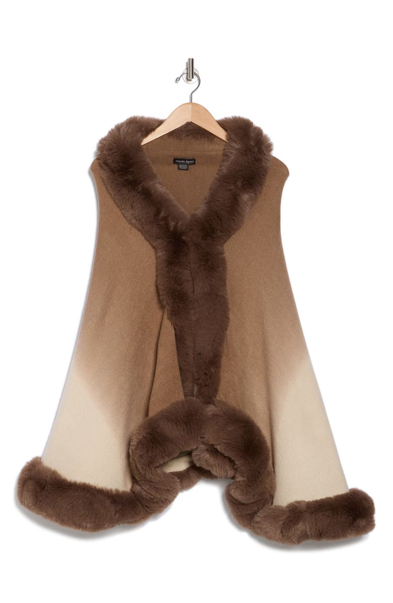 Nanette Lepore Faux Fur Trim Cape, Alternate, color, 