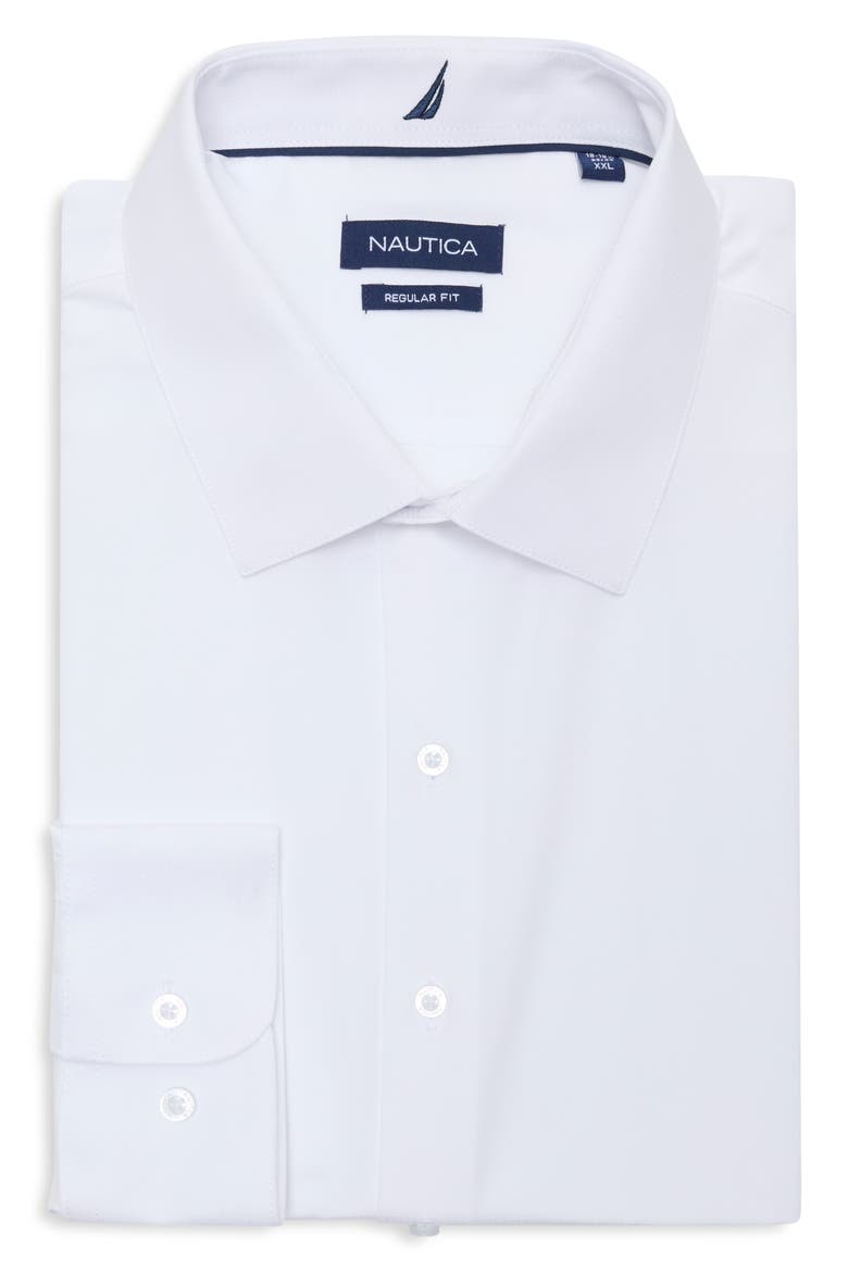 Regular Fit Dress Shirt, Main, color, WHT/ BLUE
