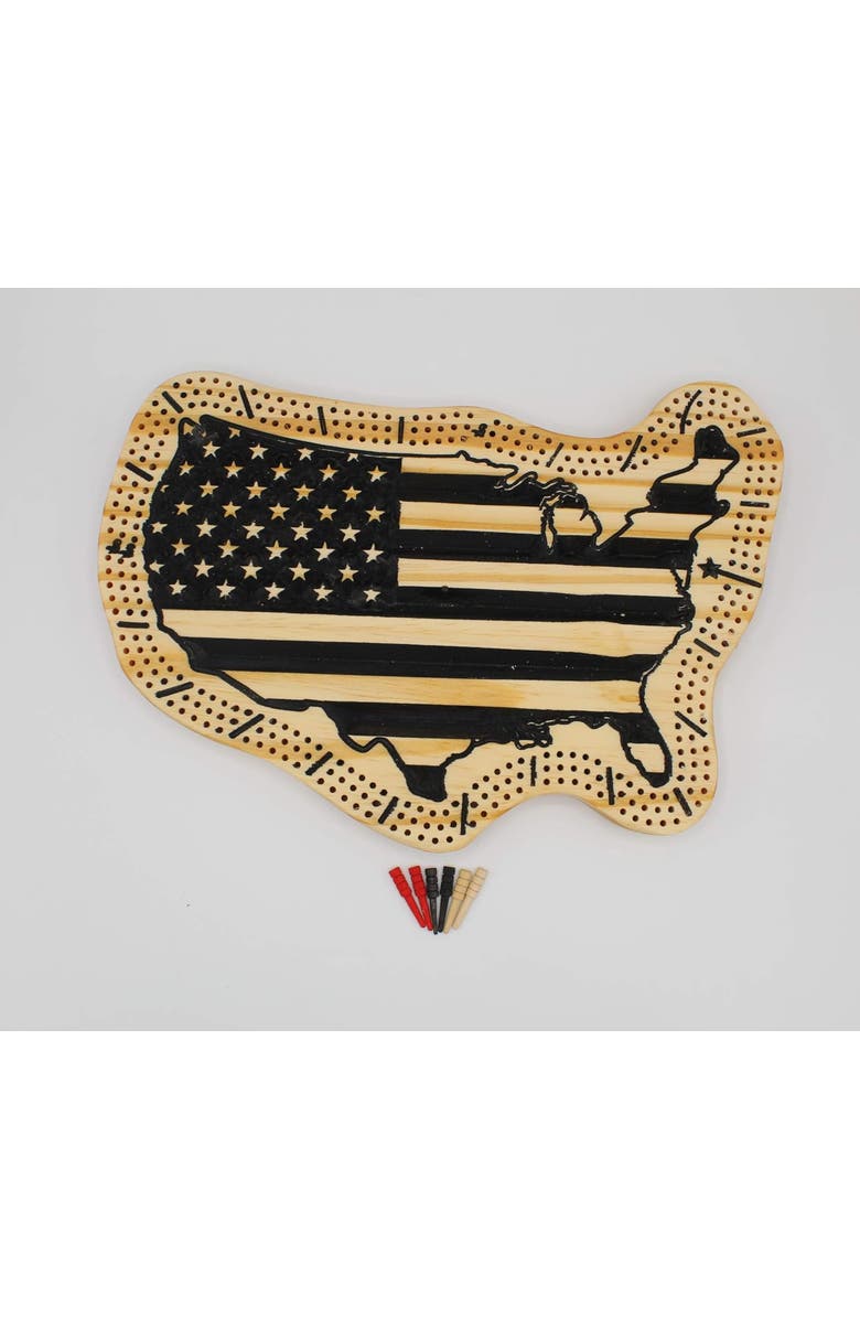 Albertville Design United States Cribbage Board Handmade And Carved, Alternate, color, Multicolored