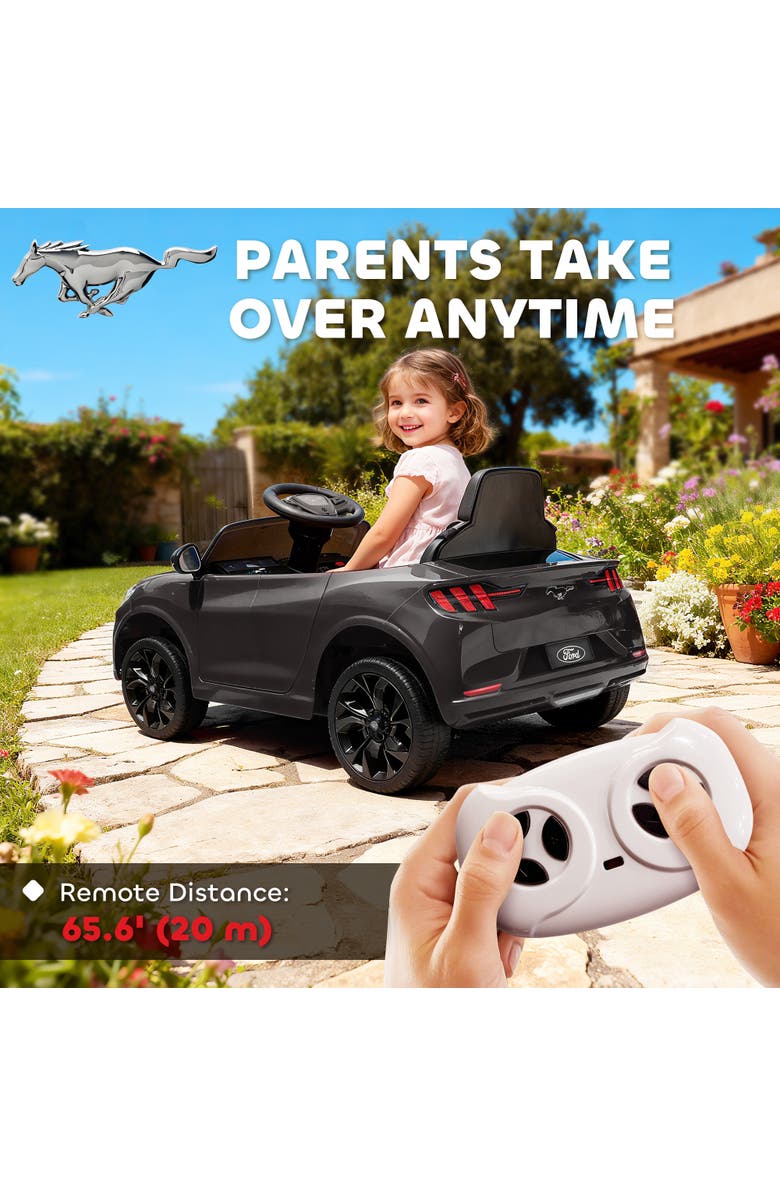 Qaba 12V Licensed Ford Mustang Mach-E Electric Car Kids Ride On Car with Remote Control Adjustable Speed LED Light Music Suspension, Alternate, color, Black